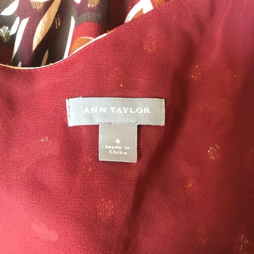 Ann Taylor Burgundy Floral Midi Dress